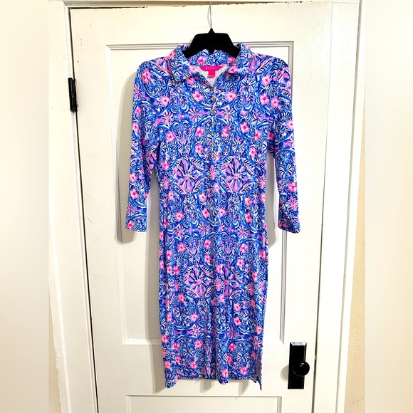 Lilly Pulitzer Dresses & Skirts - Lily Pulitzer Reema Knee Length Blue Dress Peri In Print Takin It Easy Size S